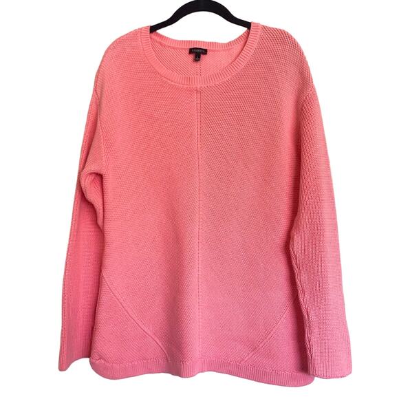 Talbots Sweater Large 100% Pima Cotton Pink Rib Knit Crew Neck Pullover Preppy - Picture 1 of 8